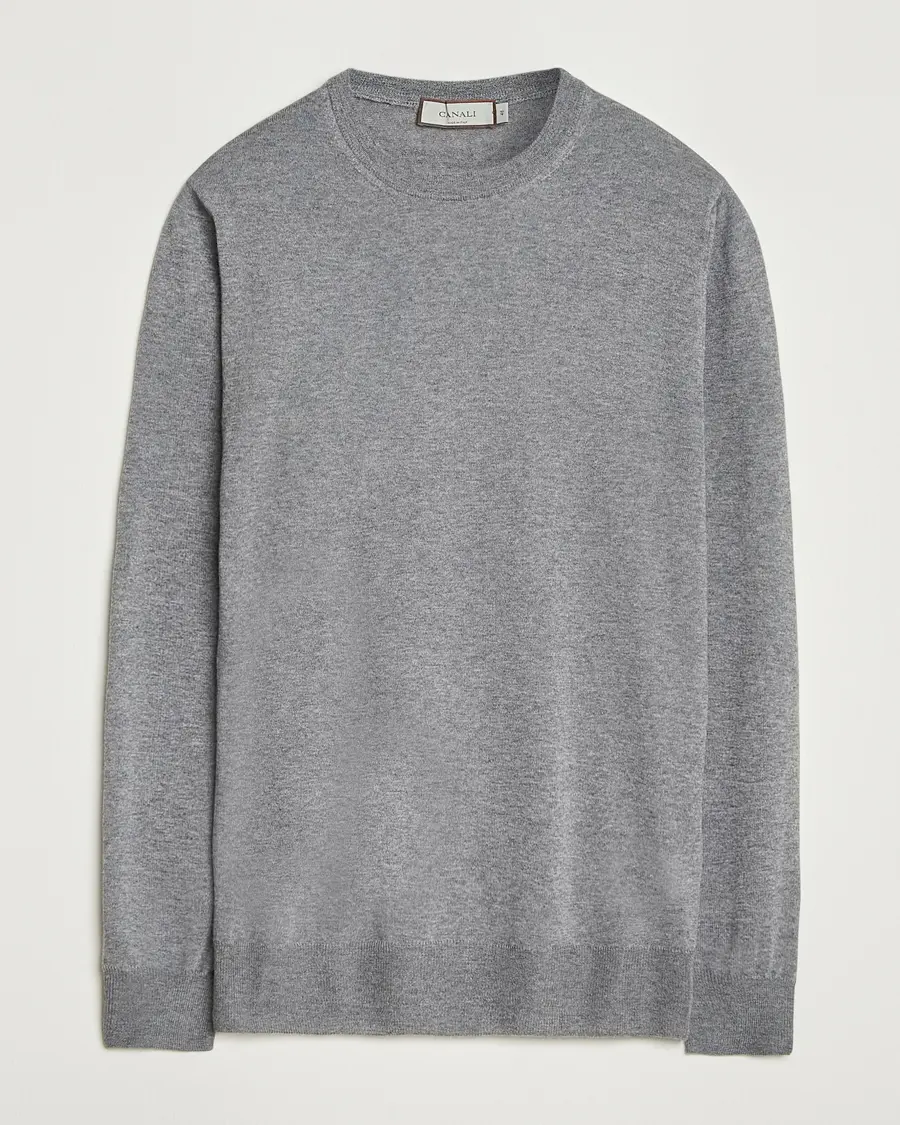 Canali Merino Wool Crew Neck Light Grey