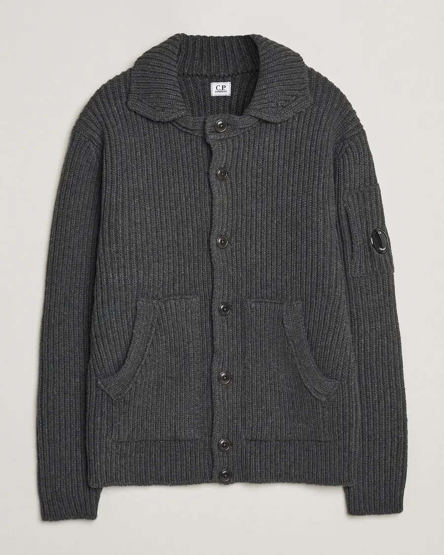 C.P. Company Heavy Lambswool Cardigan Dark Grey