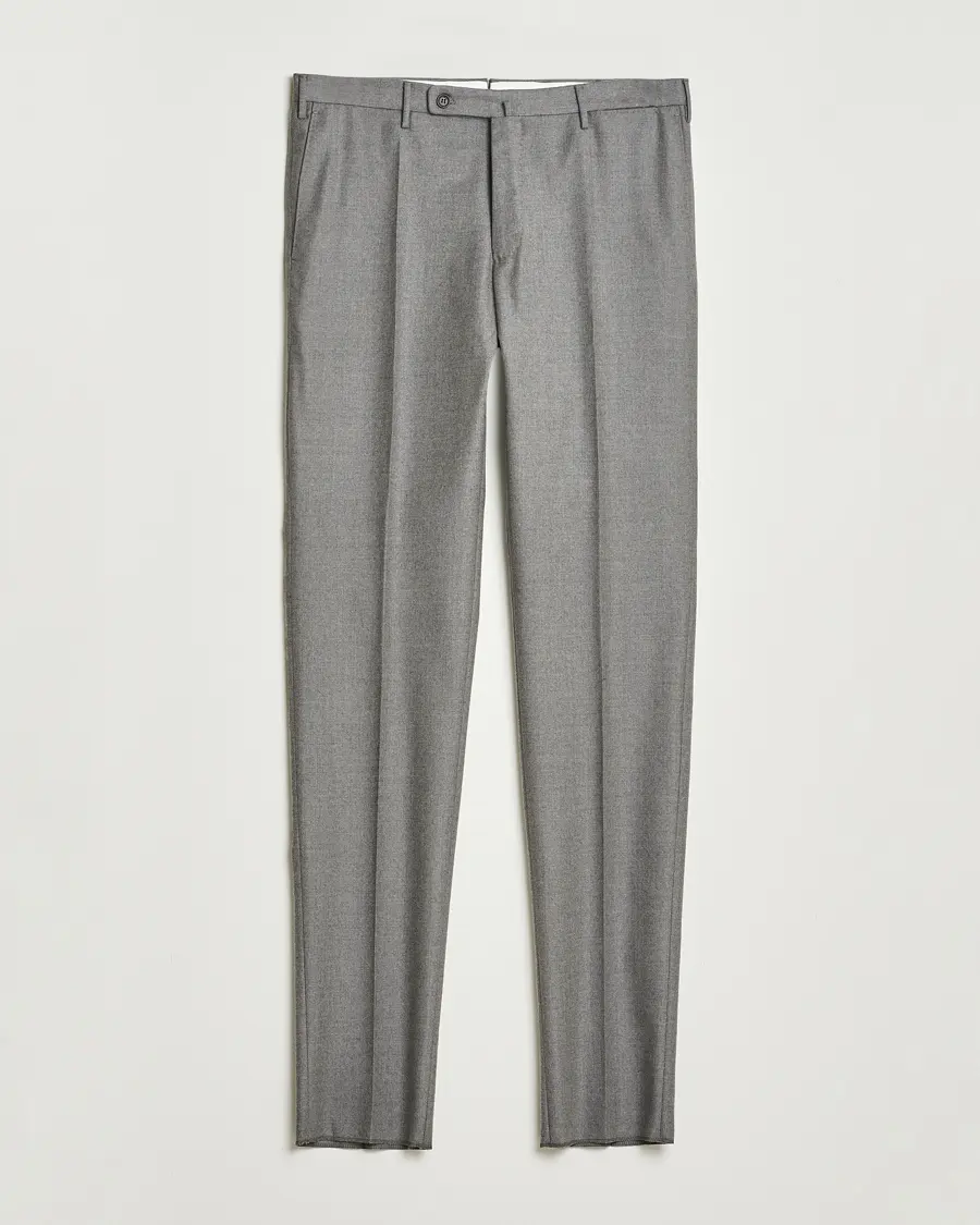 Incotex Regular Fit Worsted Flannel Trousers Light Grey