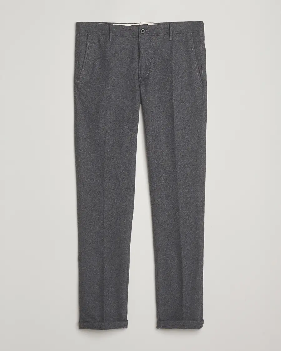 Incotex Slim Fit Washed Flannel Slacks Grey Melange