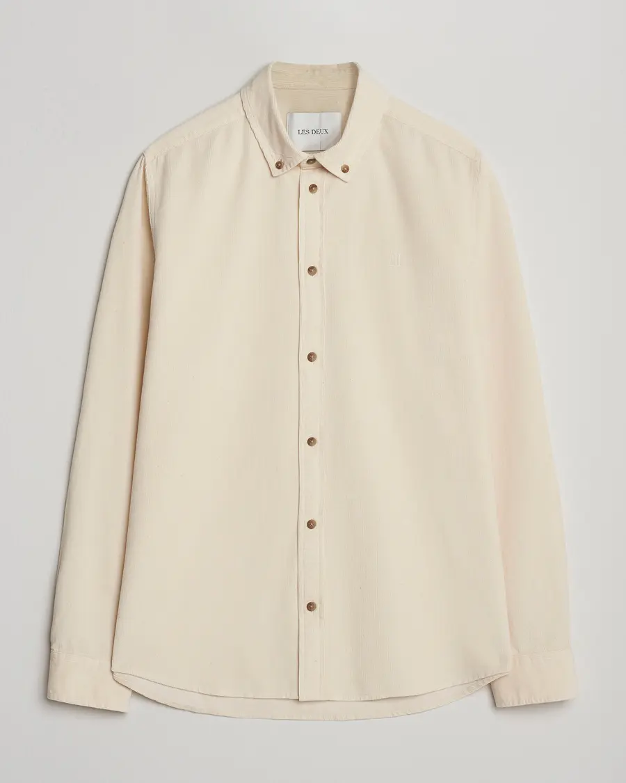 Les Deux Konrad Pinwale Corduroy Shirt Ivory