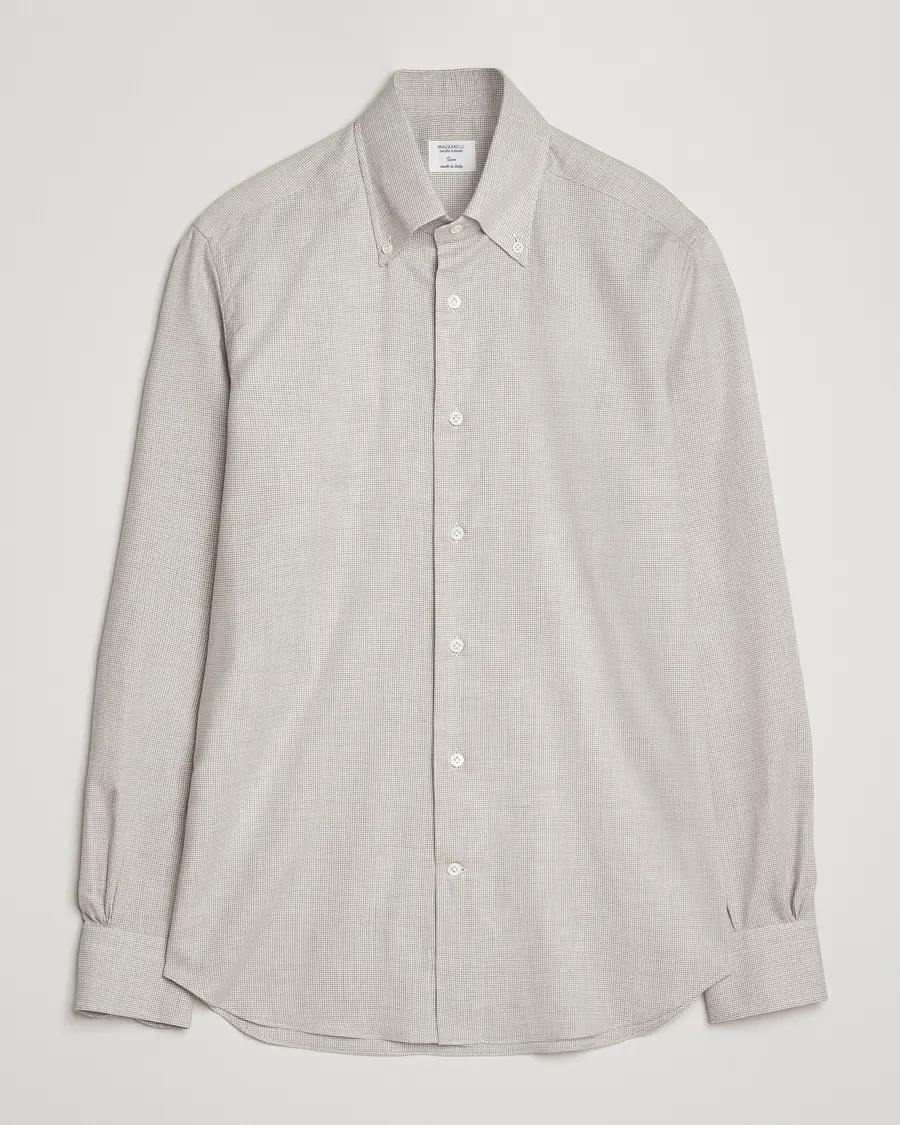 Mazzarelli Soft Flannel Button Down Shirt Beige