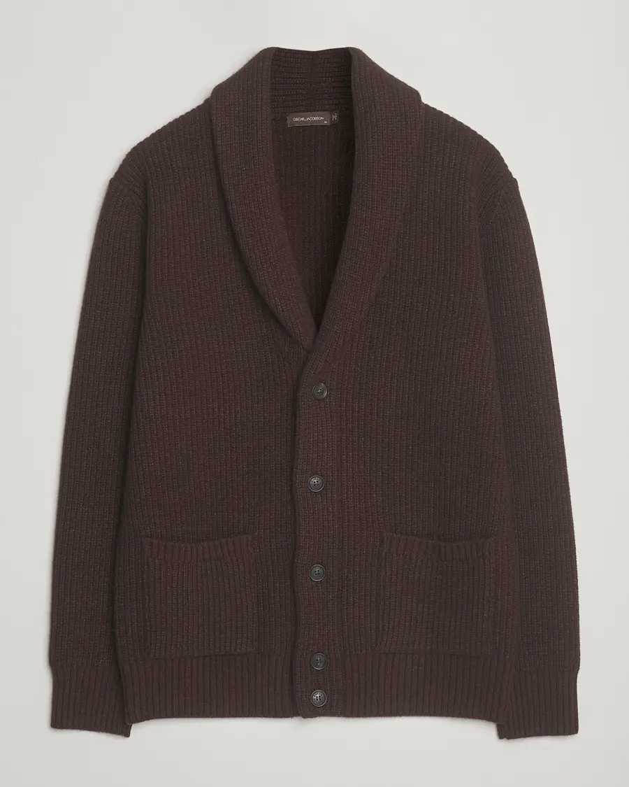 Oscar Jacobson Roland Wool Cardigan Dark Brown
