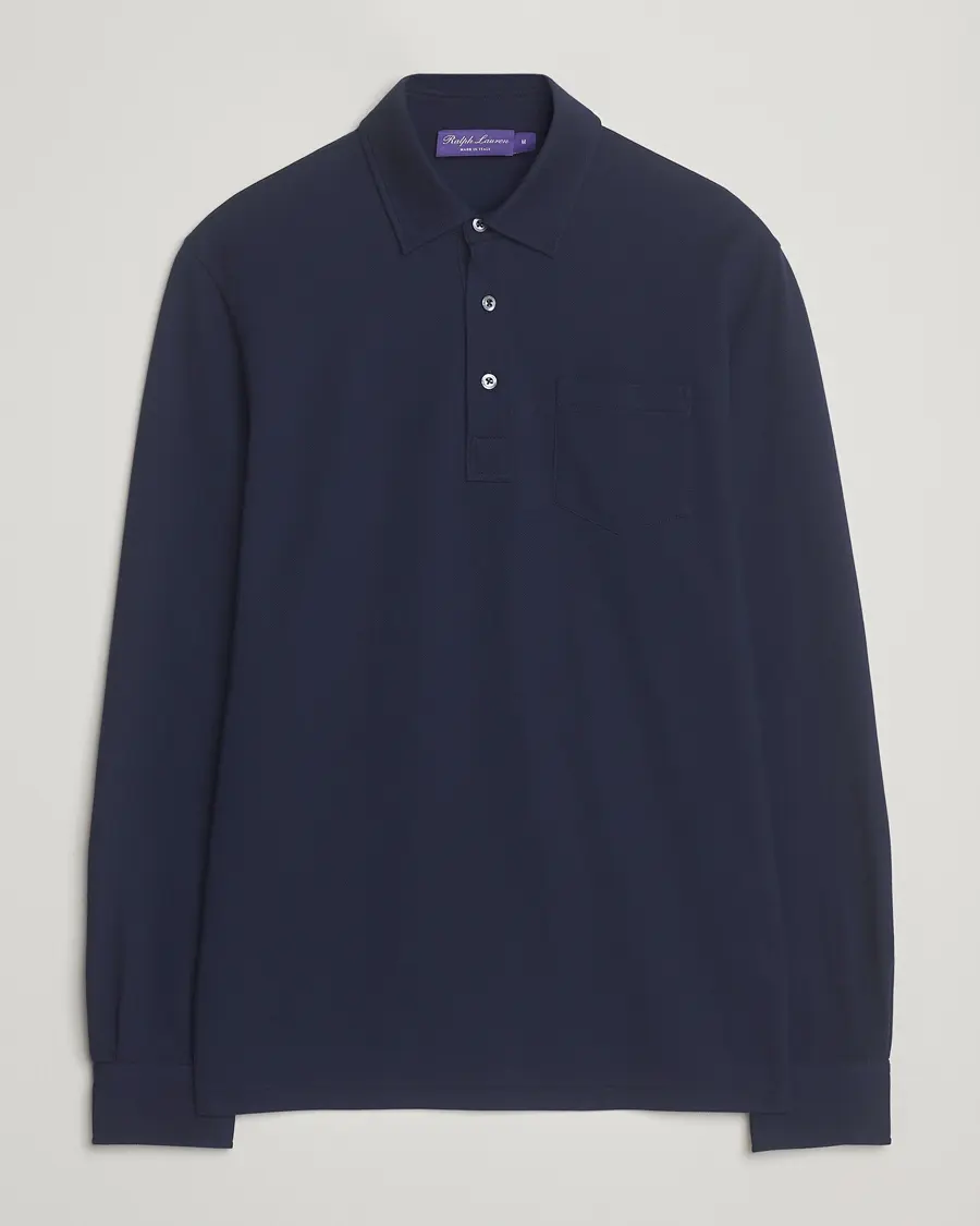 Ralph Lauren Purple Label Long Sleeve Polo Shirt Navy