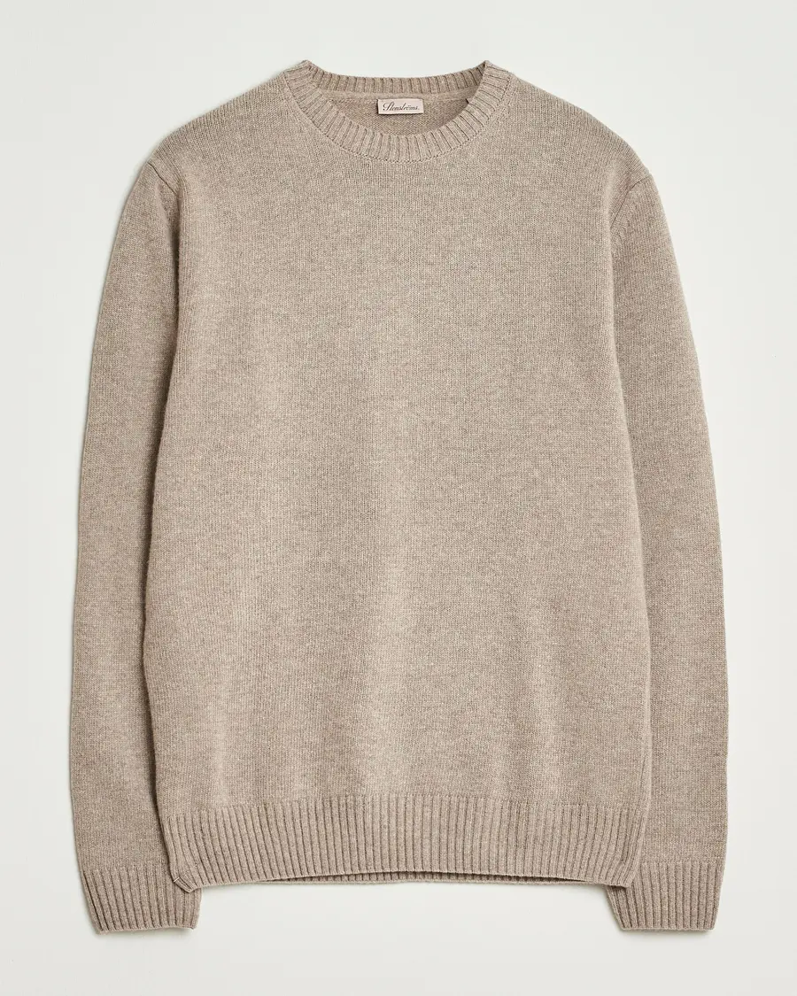 Stenströms Brushed Merino Crew Neck Light Brown