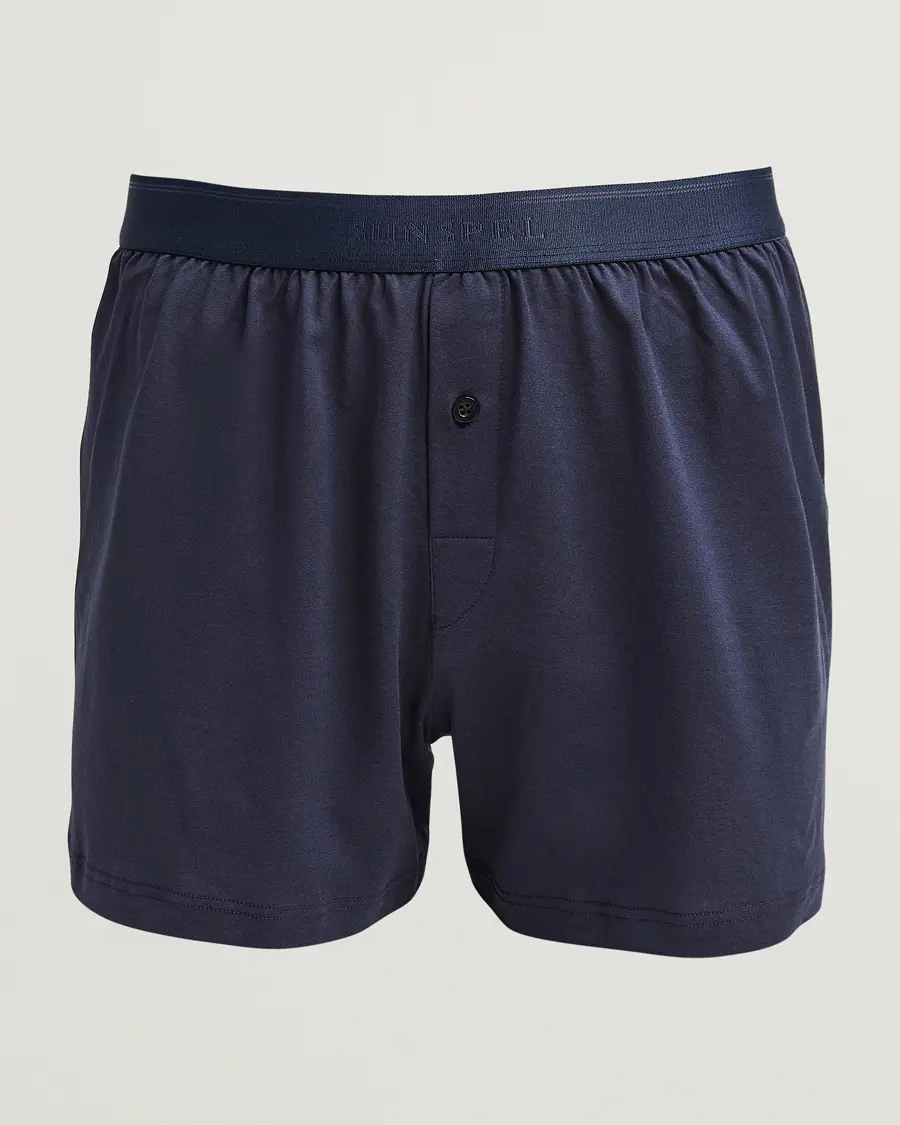 Sunspel Superfine One Button Boxer Navy