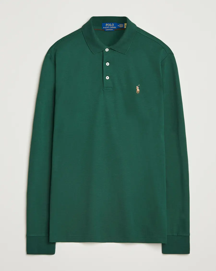 Polo Ralph Lauren Pima Cotton Custom Slim Fit LS Polo Vintage Pine