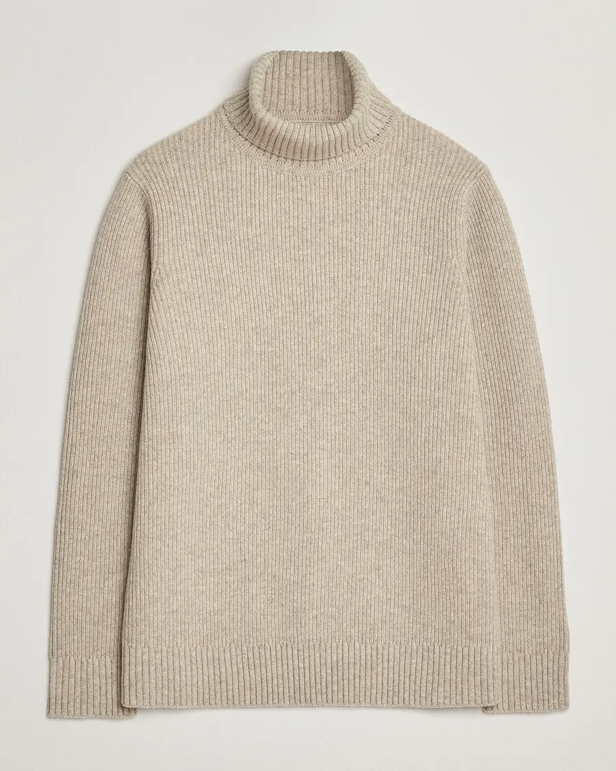 Charles Tyrwhitt Chunky Merino Roll Neck Oatmeal