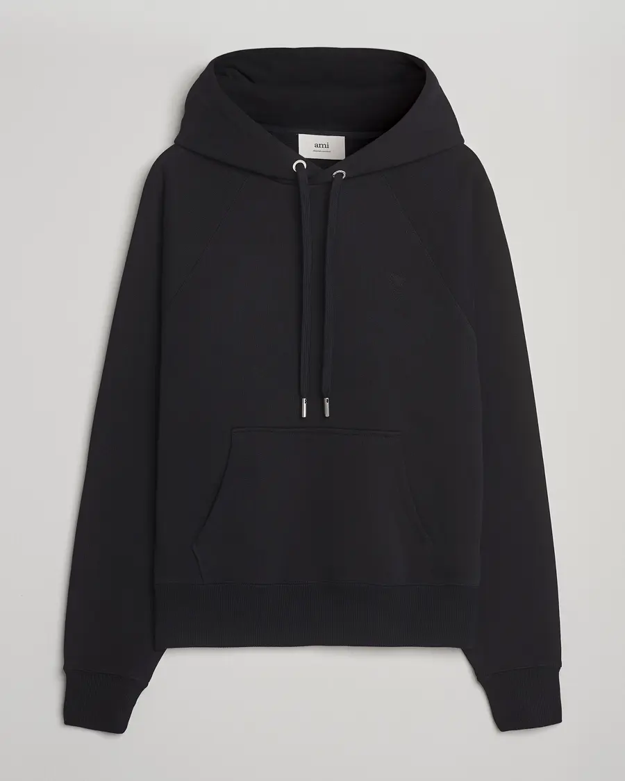 AMI Tonal Heart Logo Hoodie Black