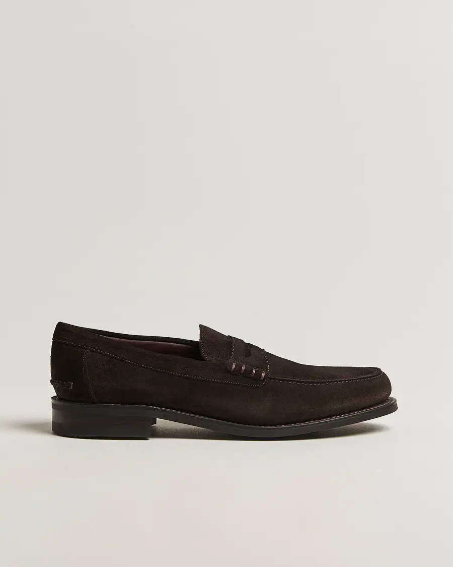 Loake 1880 Kingscliffe Suede Loafer Dark Brown