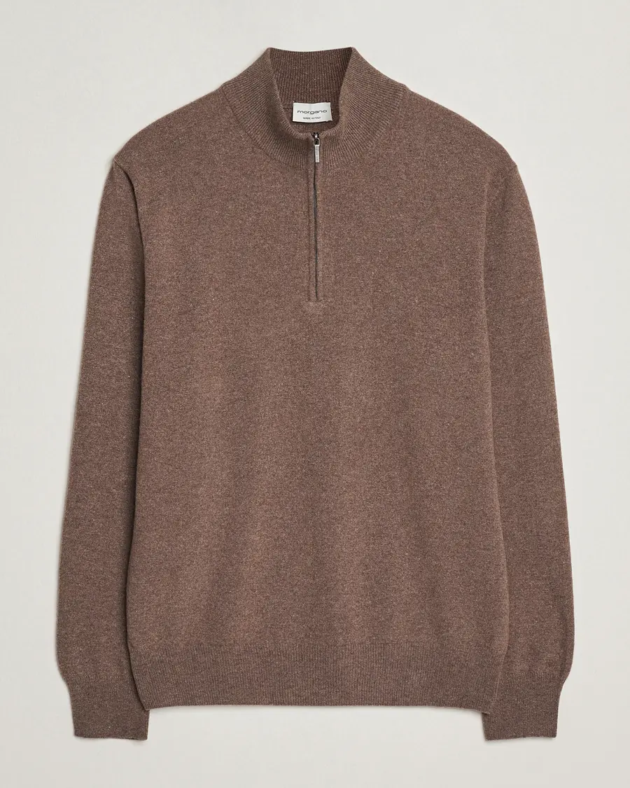 Morgano Wool/Cashmere Half-Zip Brown