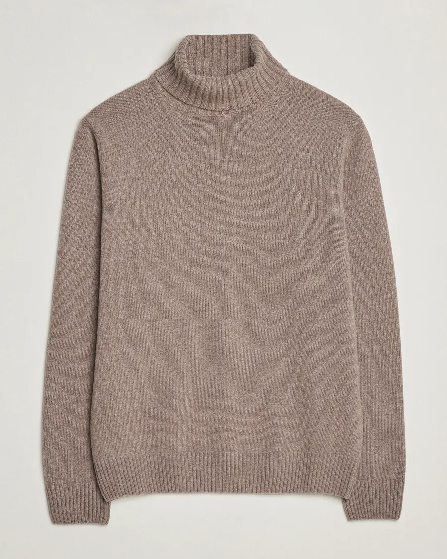 Morgano Wool/Cashmere Heavy Knit Rollneck Light Brown