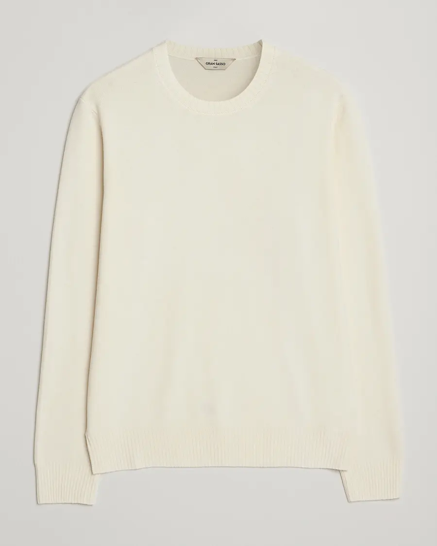 Gran Sasso Wool/Cashmere Washed Crew Neck Cream Melange