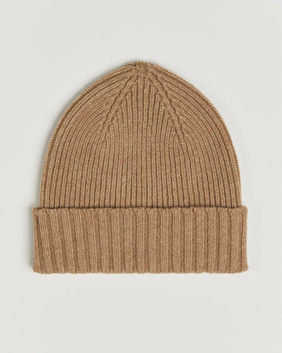 Robert Mackie Kingswell Ribbed Wool/Cashmere Beanie Beige