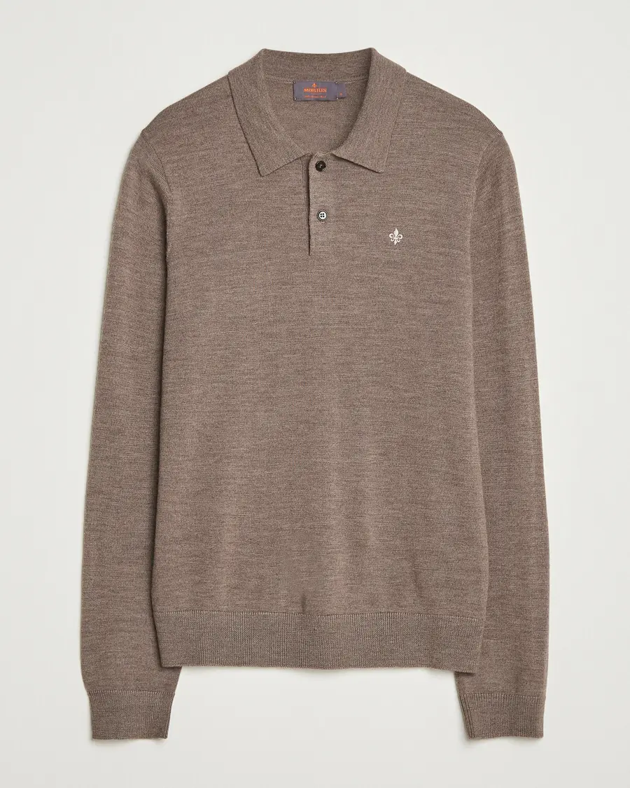Morris Merino Polo Knit Brown