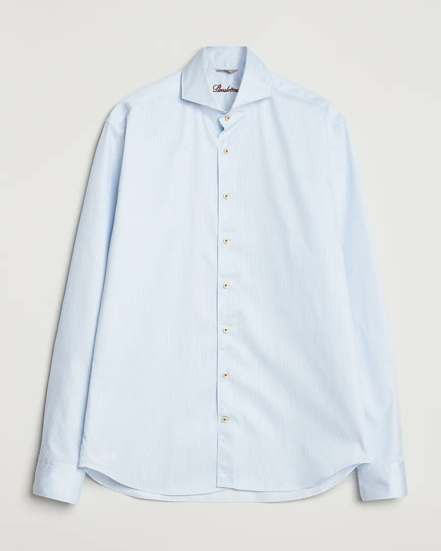 Stenströms Regular Fit Pinstriped Casual Shirt Light Blue