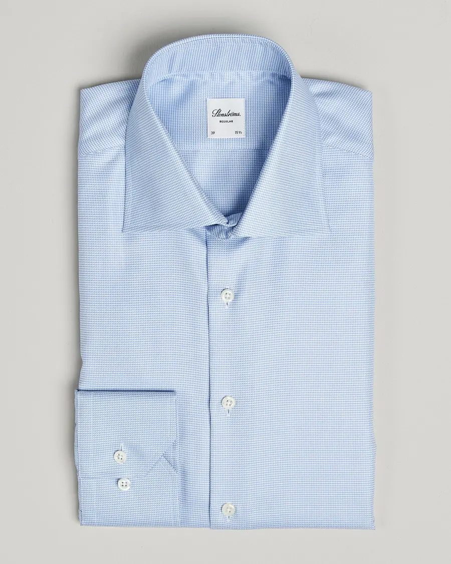 Stenströms Regular Fit Houndstooth Shirt Blue