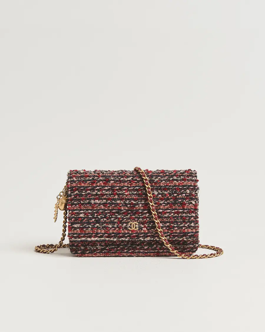 Chanel Pre-Owned Tweed Wallet On Chain Red
