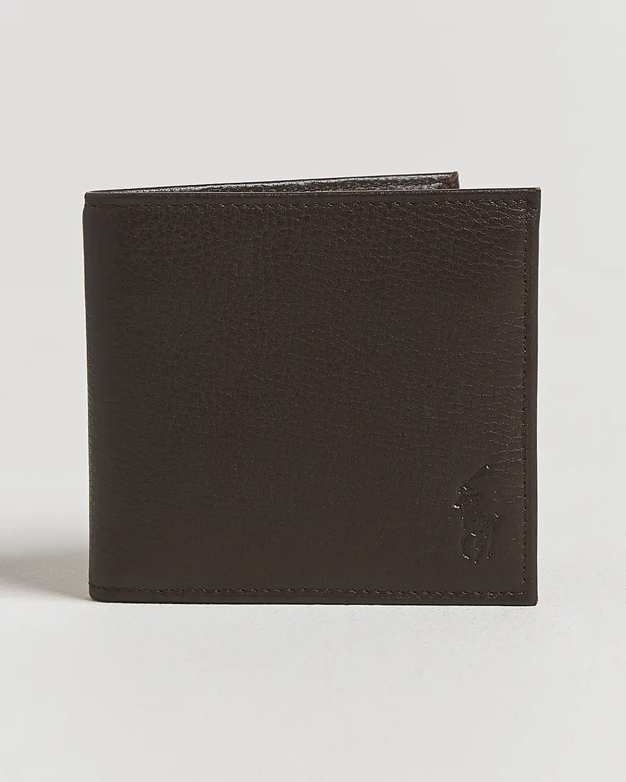 Polo Ralph Lauren Pebbled Leather Billfold Wallet Brown