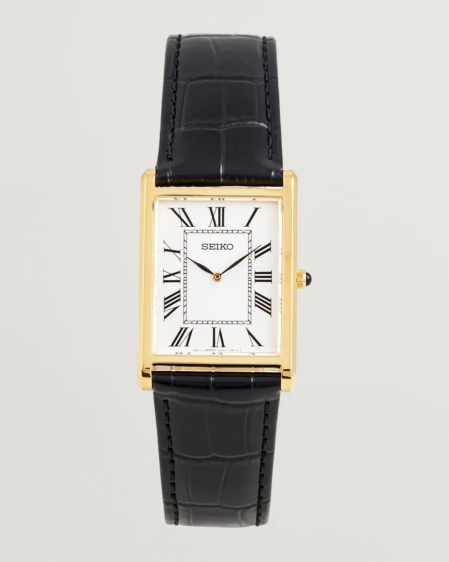 Seiko Quartz Gold Leather 28mm White Dial