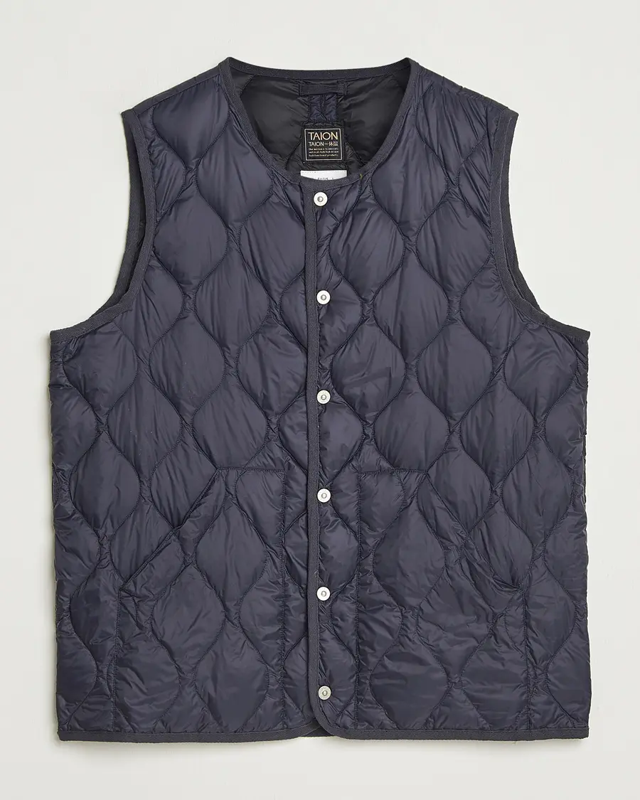 TAION Military Crew Neck Down Vest Navy