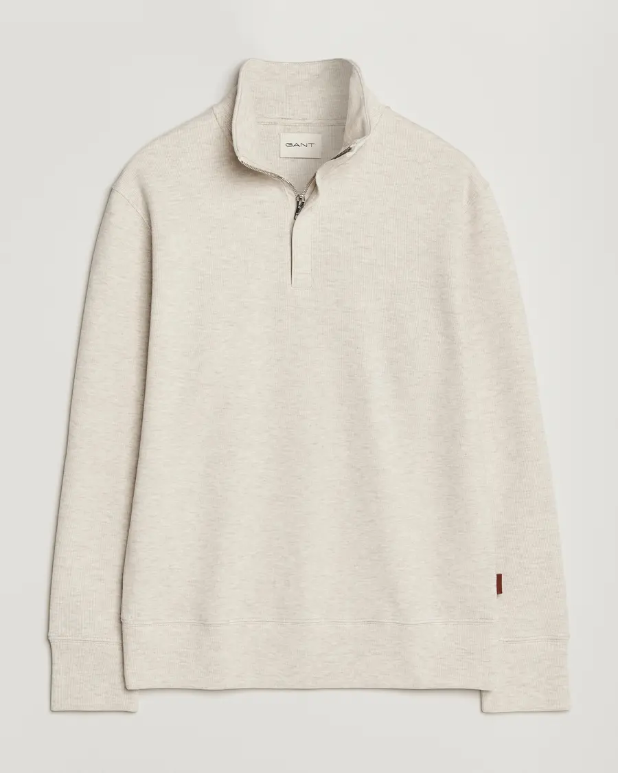 GANT Light Sacker Rib Half Zip Seed Melange