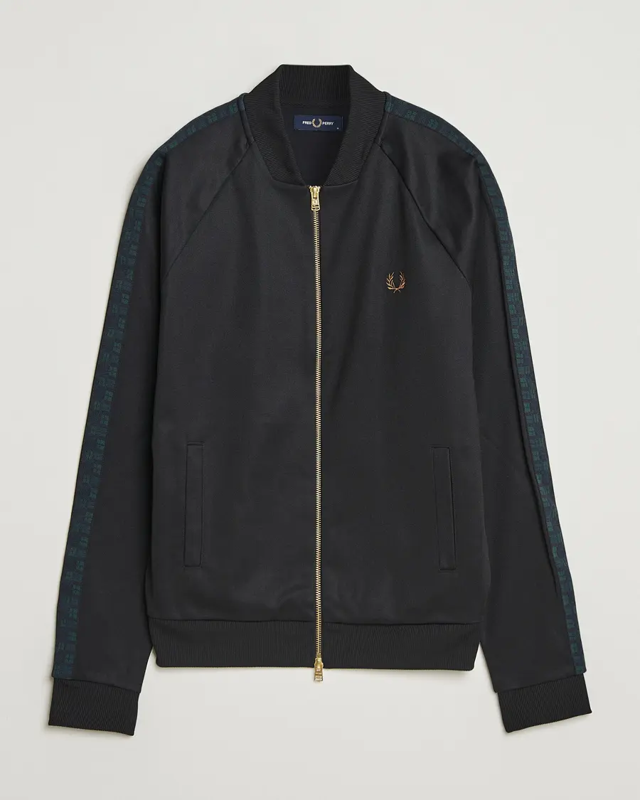 Fred Perry Blackwatch Tartan Taped Track Jacket Black