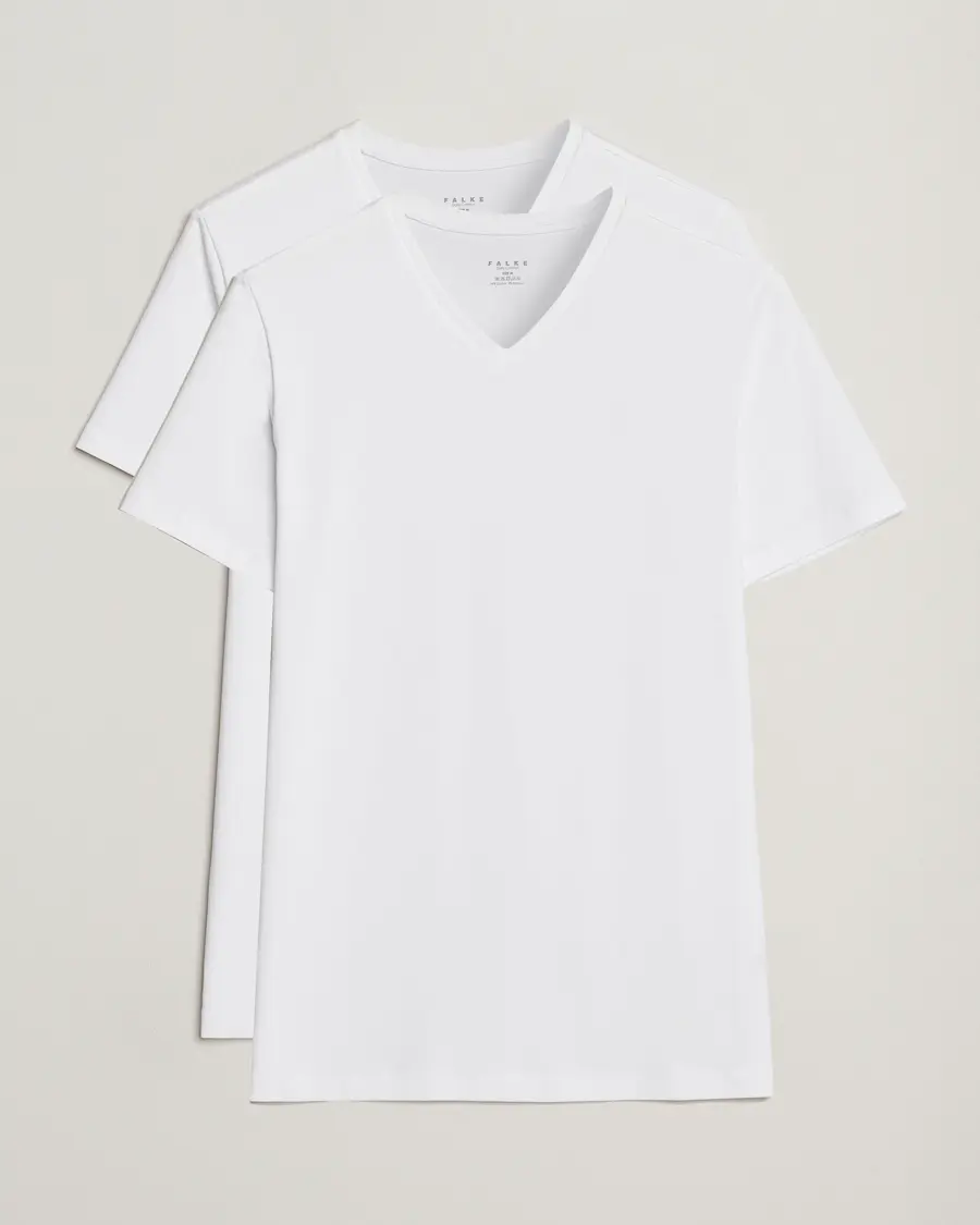 Falke 2-Pack Cotton V-Neck T-Shirt White