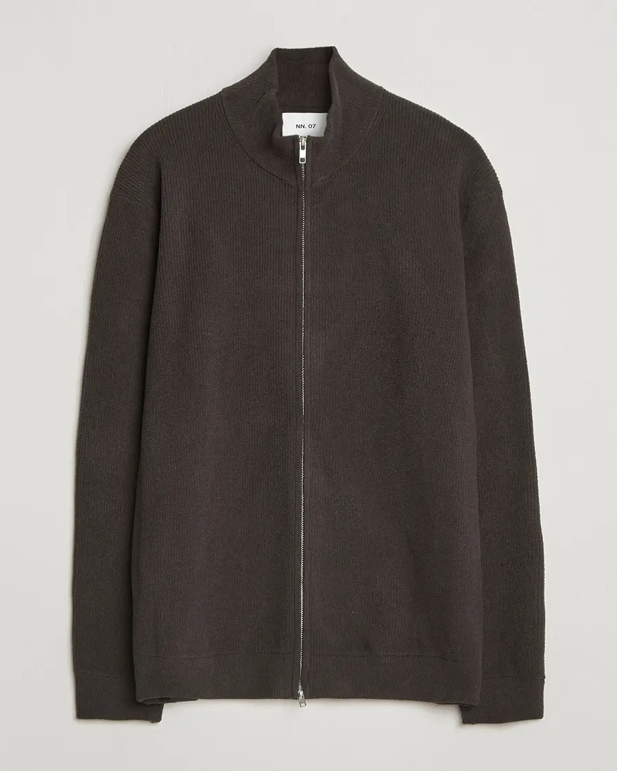 NN07 Danny Rib Knitted Full Zip Dusky Port