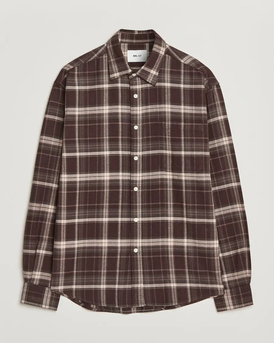 NN07 Deon Flannel Checked Shirt Dusky Port