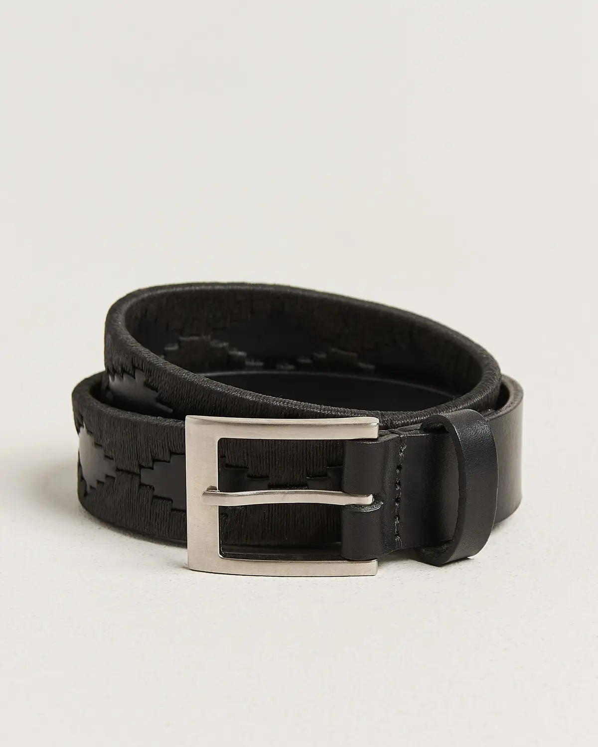 Pampeano Bordado Hand Stitched Classic Leather Belt 3,5cm Black