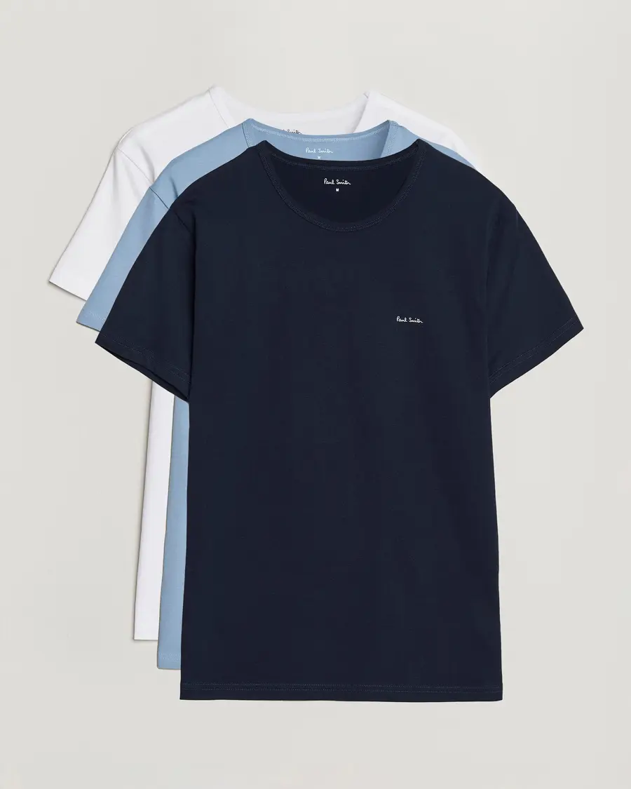 Paul Smith 3-Pack Crew Neck T-Shirt White/Black/Light Blue