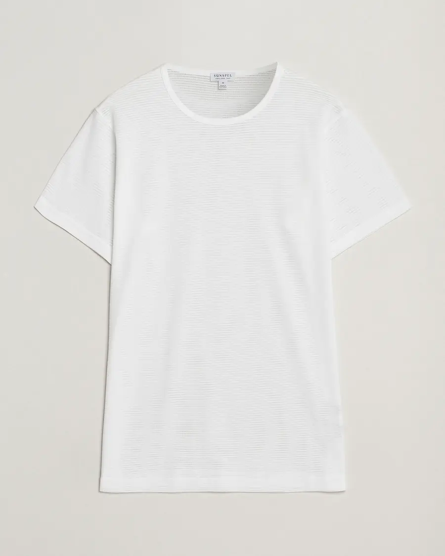 Sunspel Cellular Underwear T-Shirt White