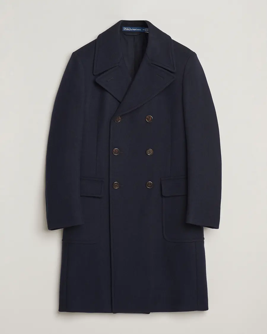 Polo Ralph Lauren Double Breasted Top Wool Coat Navy