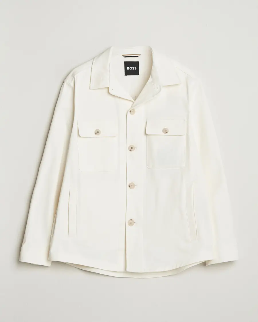 BOSS BLACK Carper Cotton Twill Overshirt Natural