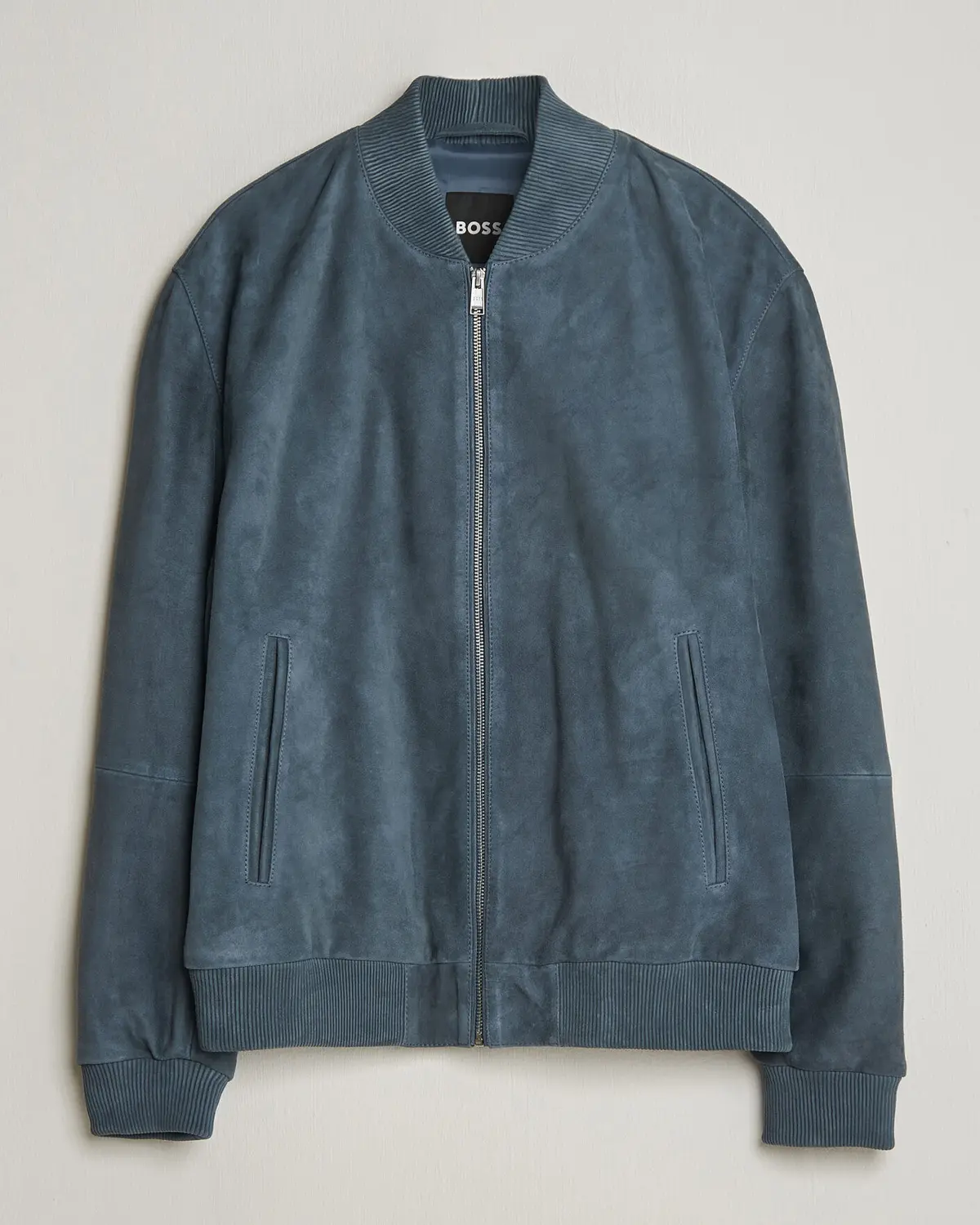 BOSS BLACK Muller Suede Jacket Open Blue