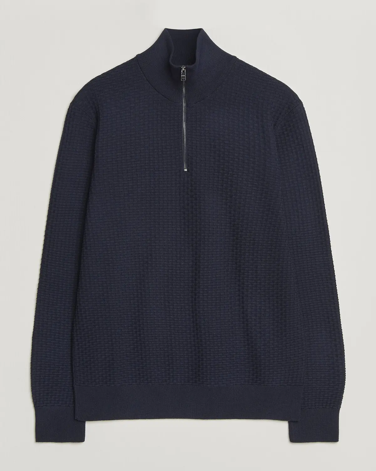 BOSS BLACK Ulicio Structured Knitted Half Zip Dark Blue