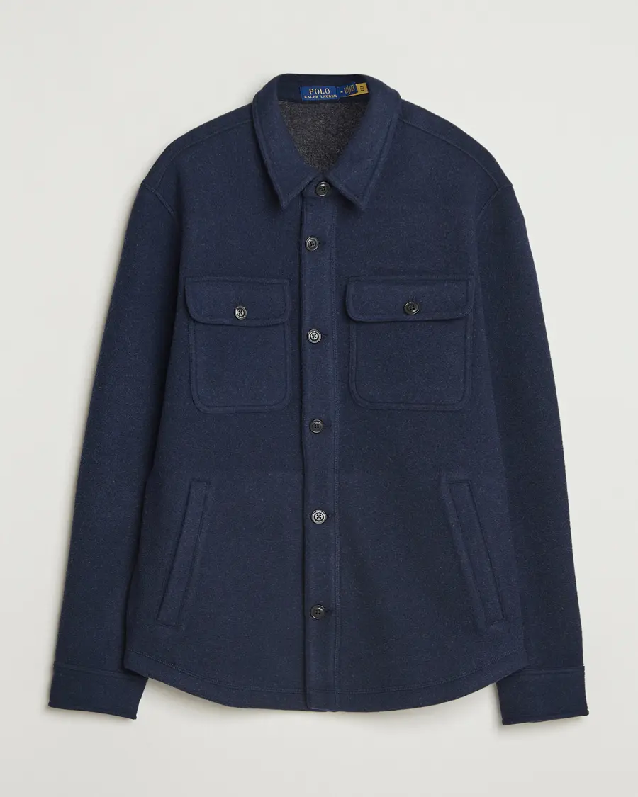 Polo Ralph Lauren Brushed Double Knitted Overshirt Worth Navy Heather