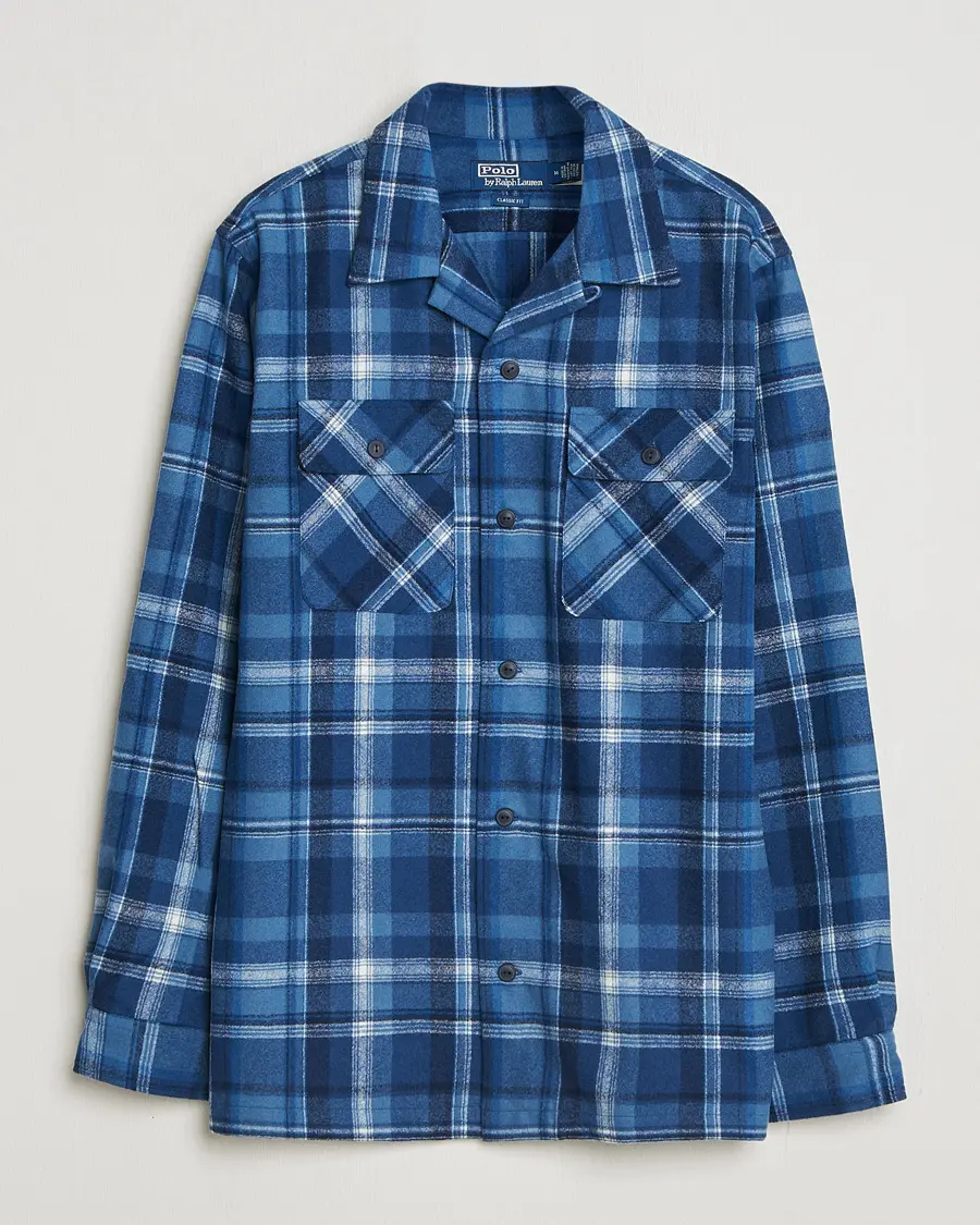 Polo Ralph Lauren Plainweave Wool Pocket Shirt Blue Heather Multi