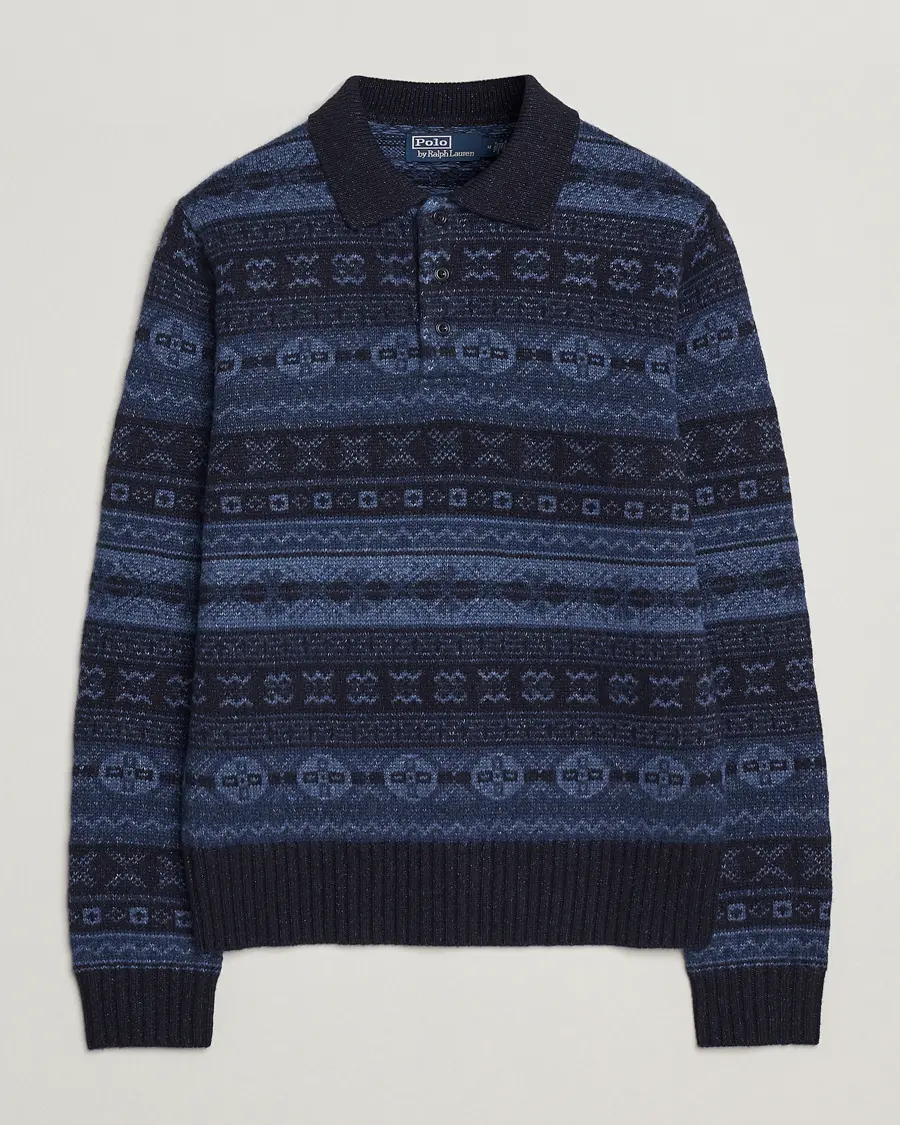 Polo Ralph Lauren Wool/Linen Blend Long Sleeve Sweater Navy Multi