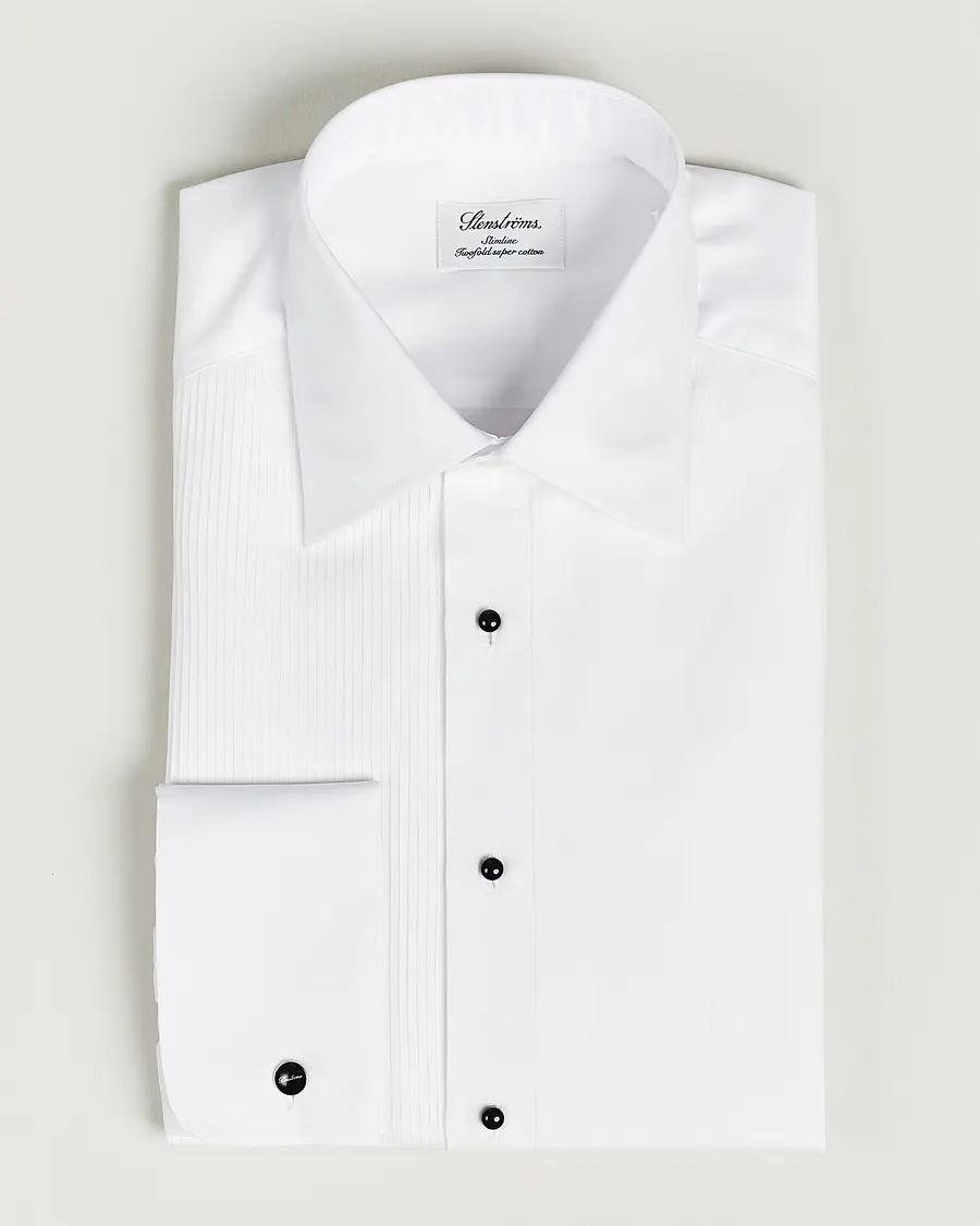 Stenströms Slimline Open Smoking Shirt White