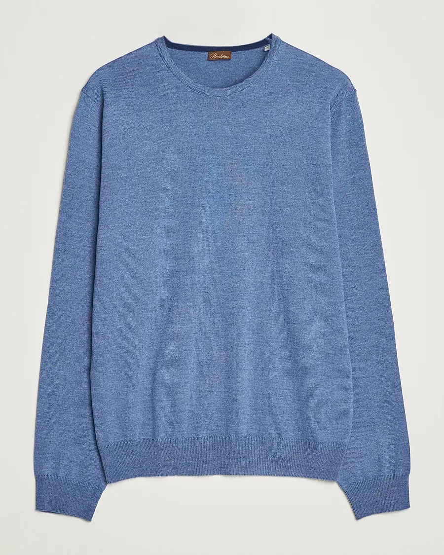 Stenströms Merino Patch Crew Neck Blue/Blue