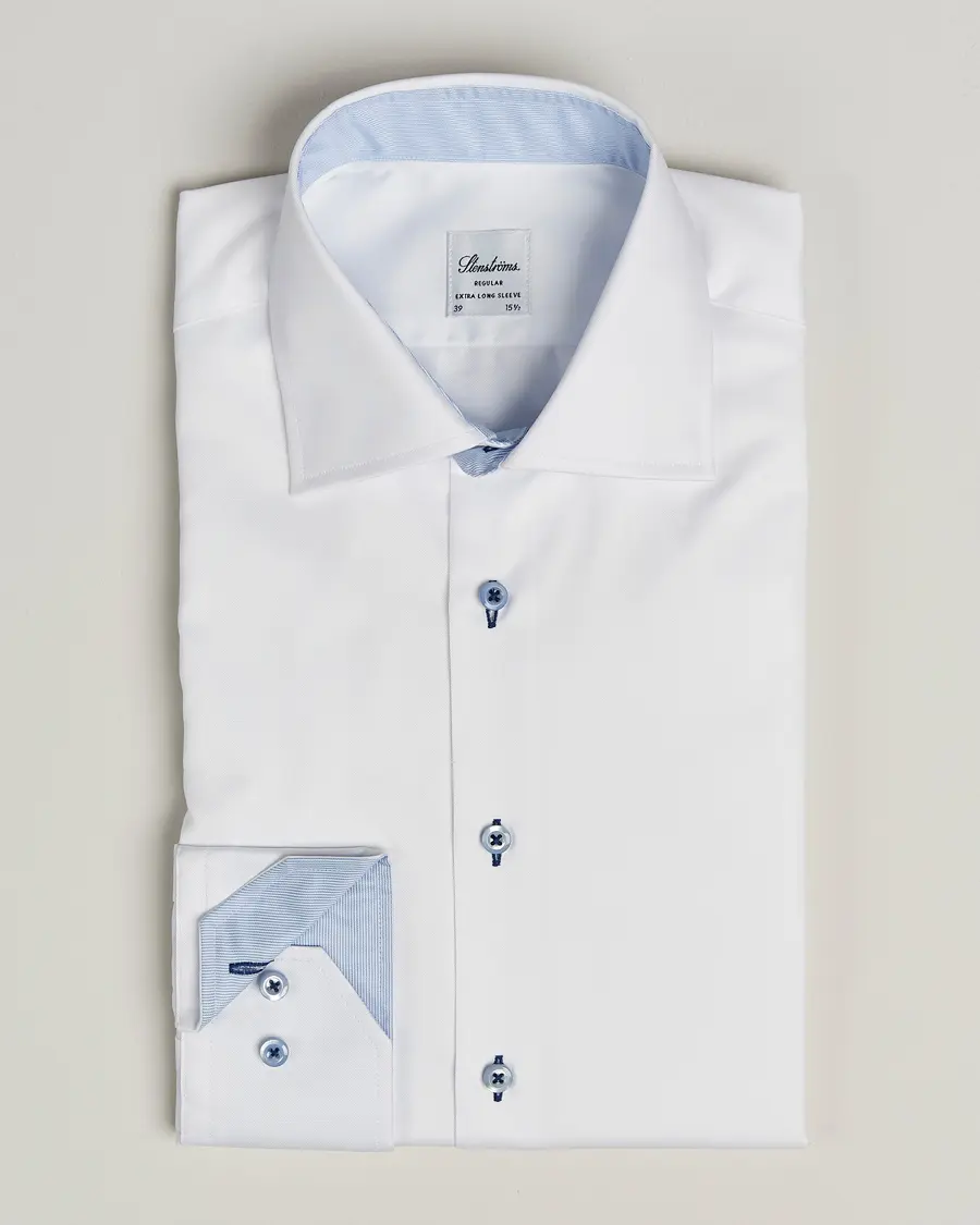 Stenströms Regular Fit X-Long Sleeve Contrast Shirt White