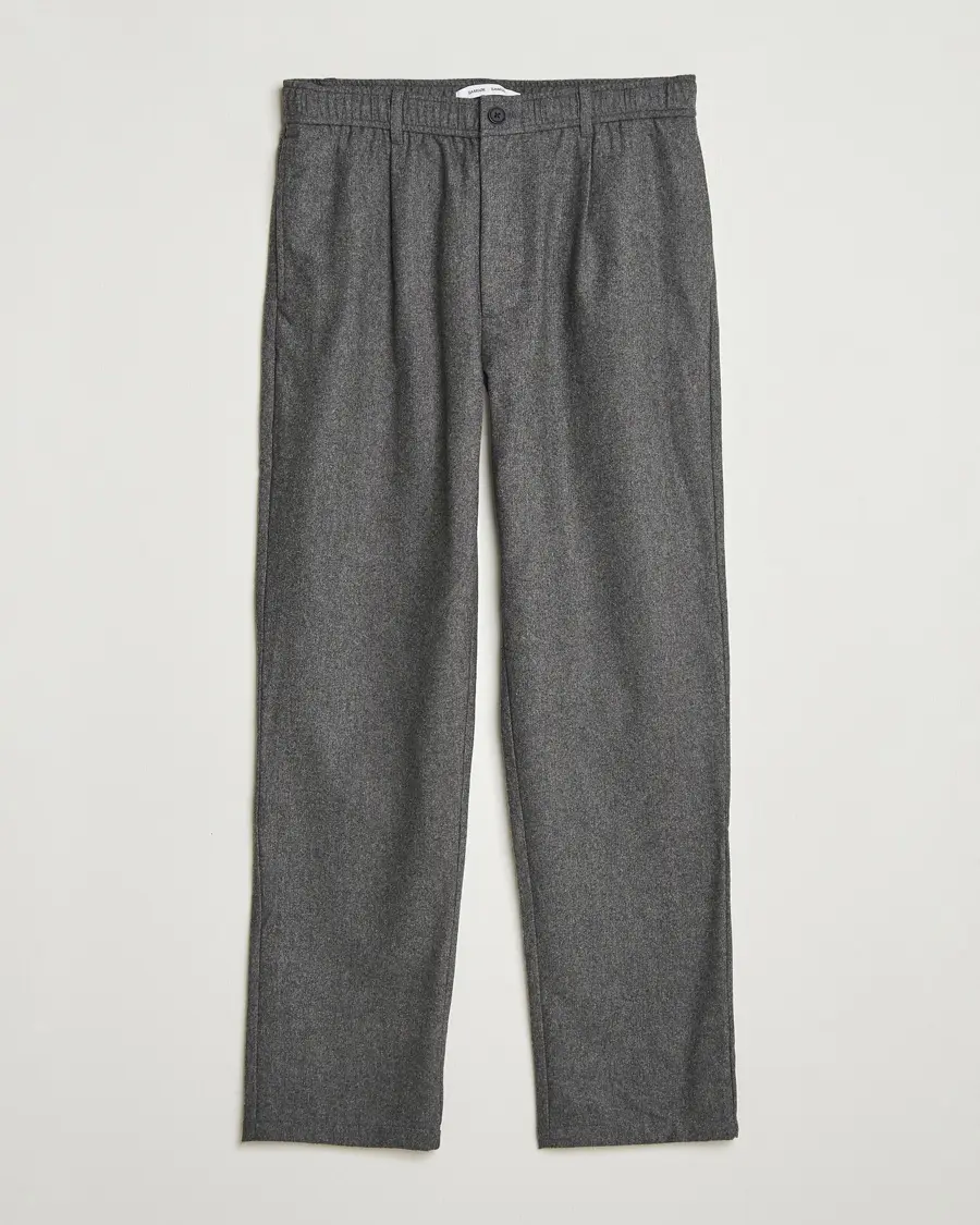 Samsøe Samsøe Bertil Flannel Drawstring Trousers Dark Grey Melange