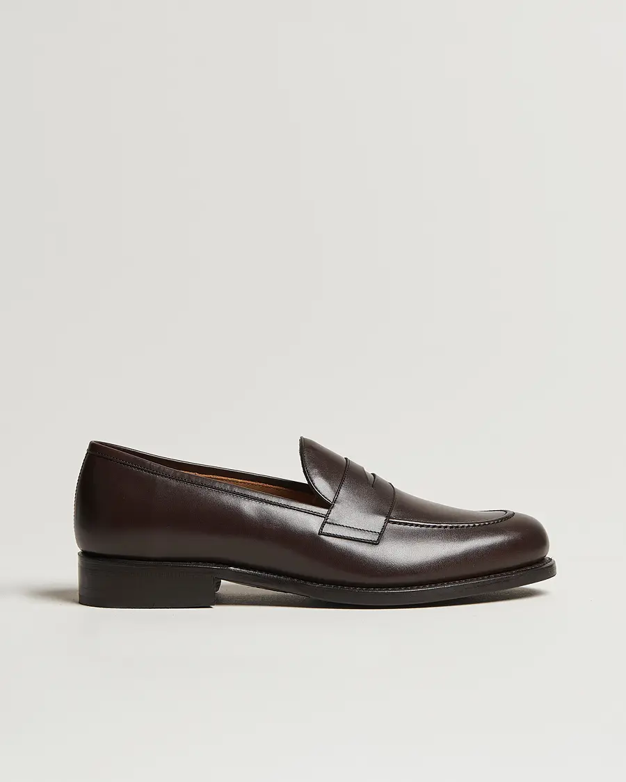 Oscar Jacobson Penny Loafers Dark Mud Brown
