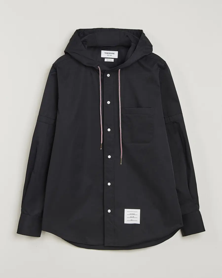 Thom Browne Long Sleeve Hooded Overshirt Black