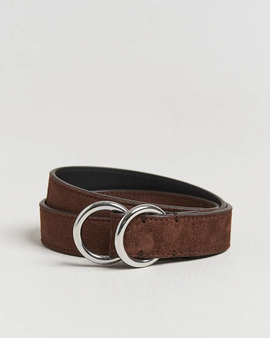Ralph Lauren Purple Label Ring Belt Dark Brown Suede