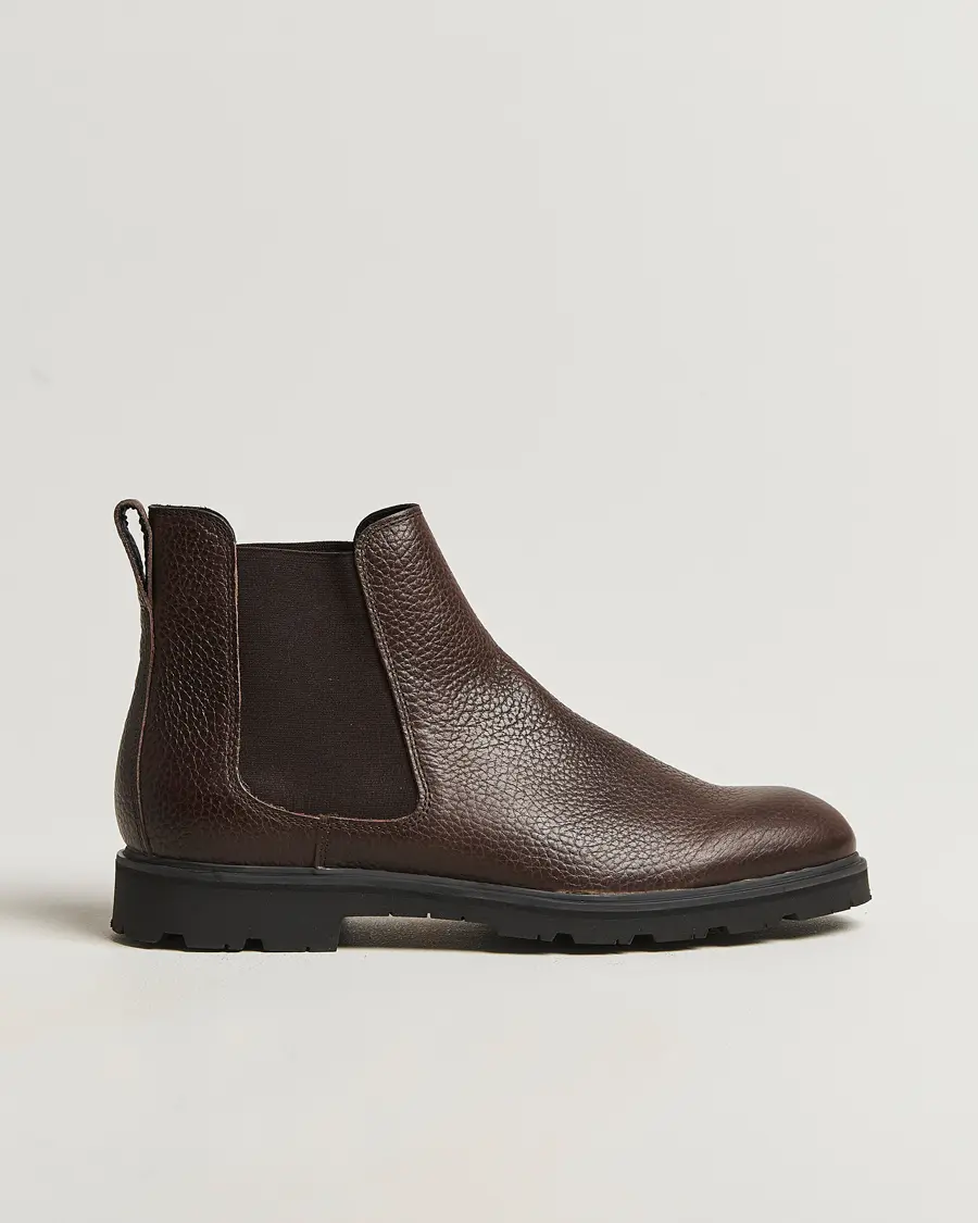 UBR Thunder Chelsea Grained Leather Boot Dark Brown