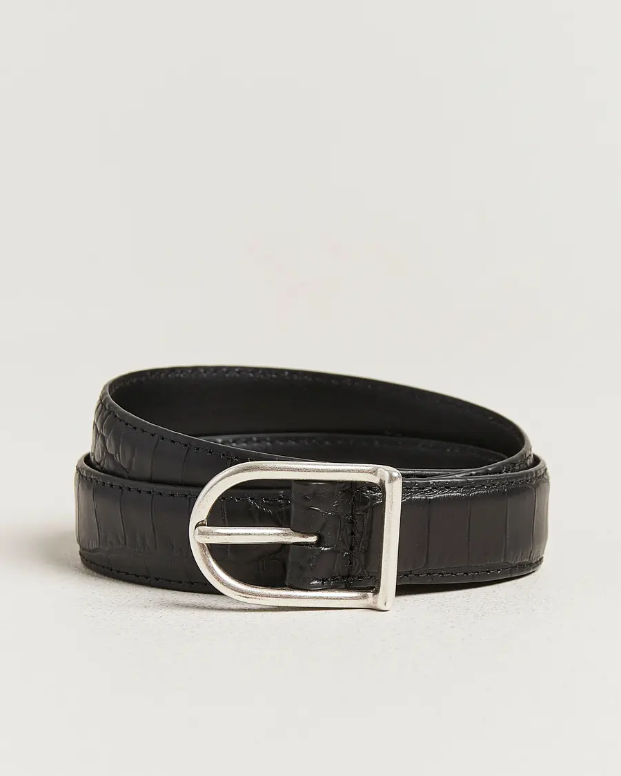 Anderson's Embossed 2,5cm Lether Belt Black