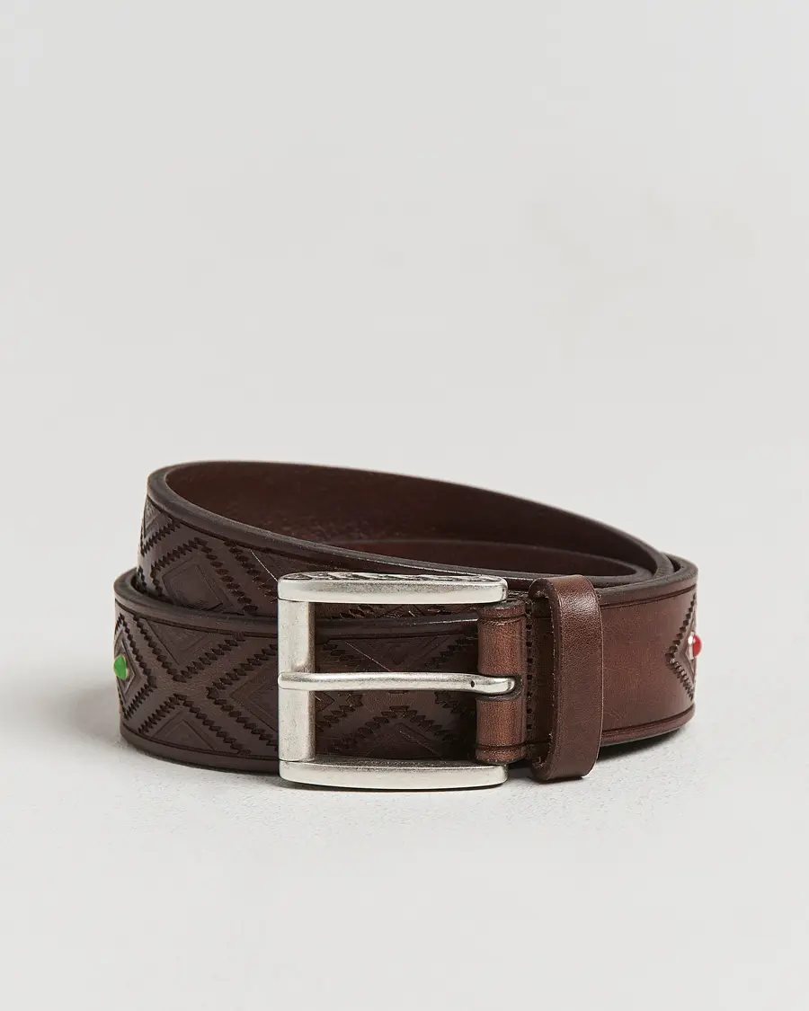 Anderson's Diamond Pattern Western 3,5cm Belt Brown